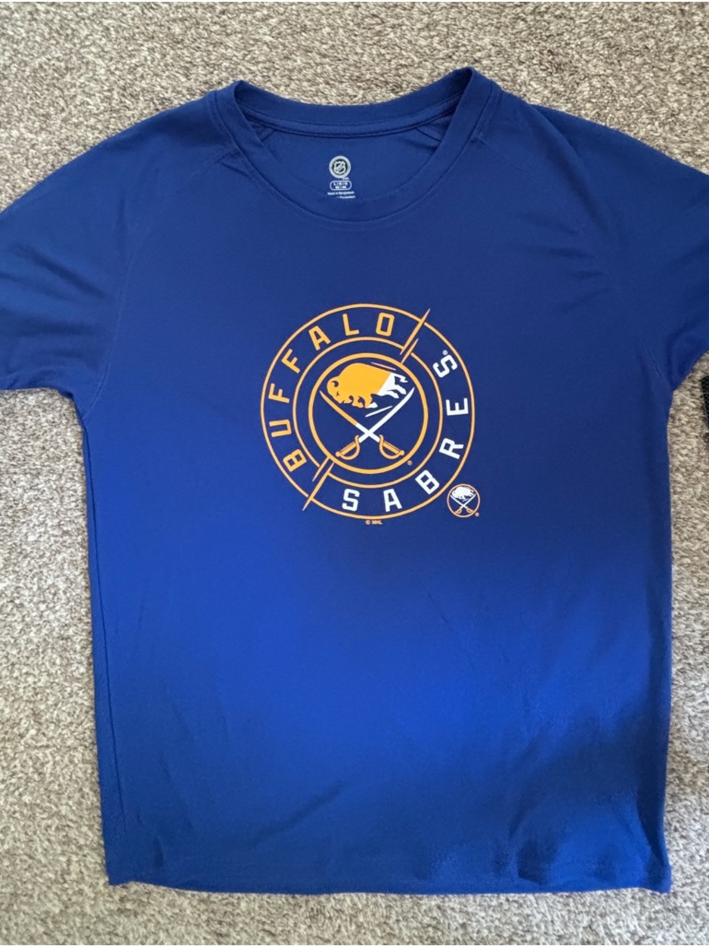 NHL Buffalo Sabres Royal Blue Tee with Yellow Logo